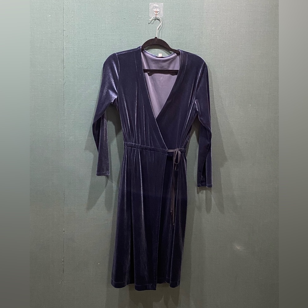 Gorgeous velvet blue wrap dress